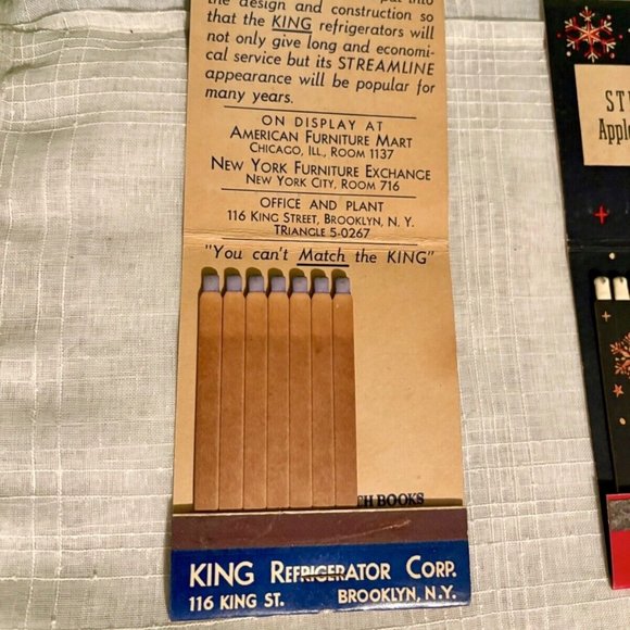 Christmas & Frig Advertising GIANT FULL FEATURE MATCHBOOKS 1940s Lion Match Co - Picture 4 of 5